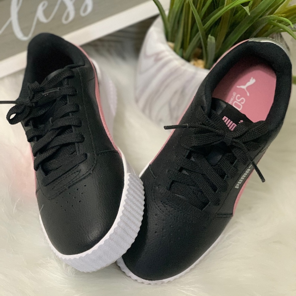 Black Pink & White Puma Shoes